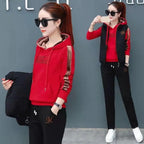 Women's Waistcoat Set Letter Embroidery Hooded Drawstring Elastic Cuff Soft for Fall