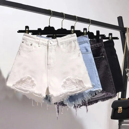 Women's Denim Shorts White Jeans