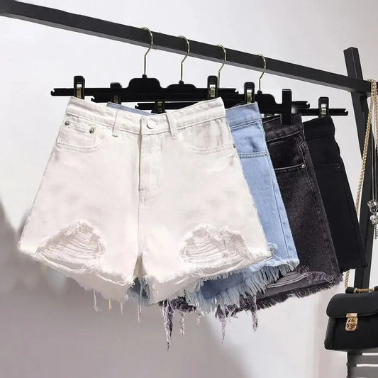 Women's Denim Shorts White Jeans