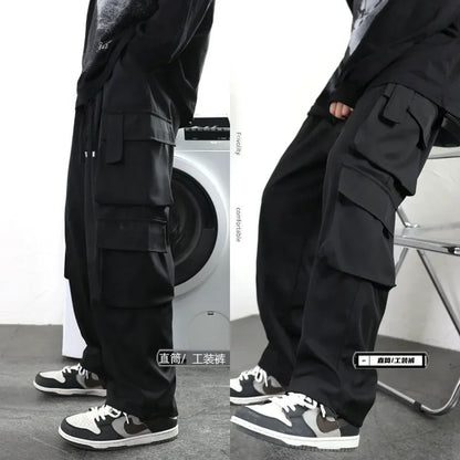 Black American Overalls High Street Boys Straight Leg Casual Pants