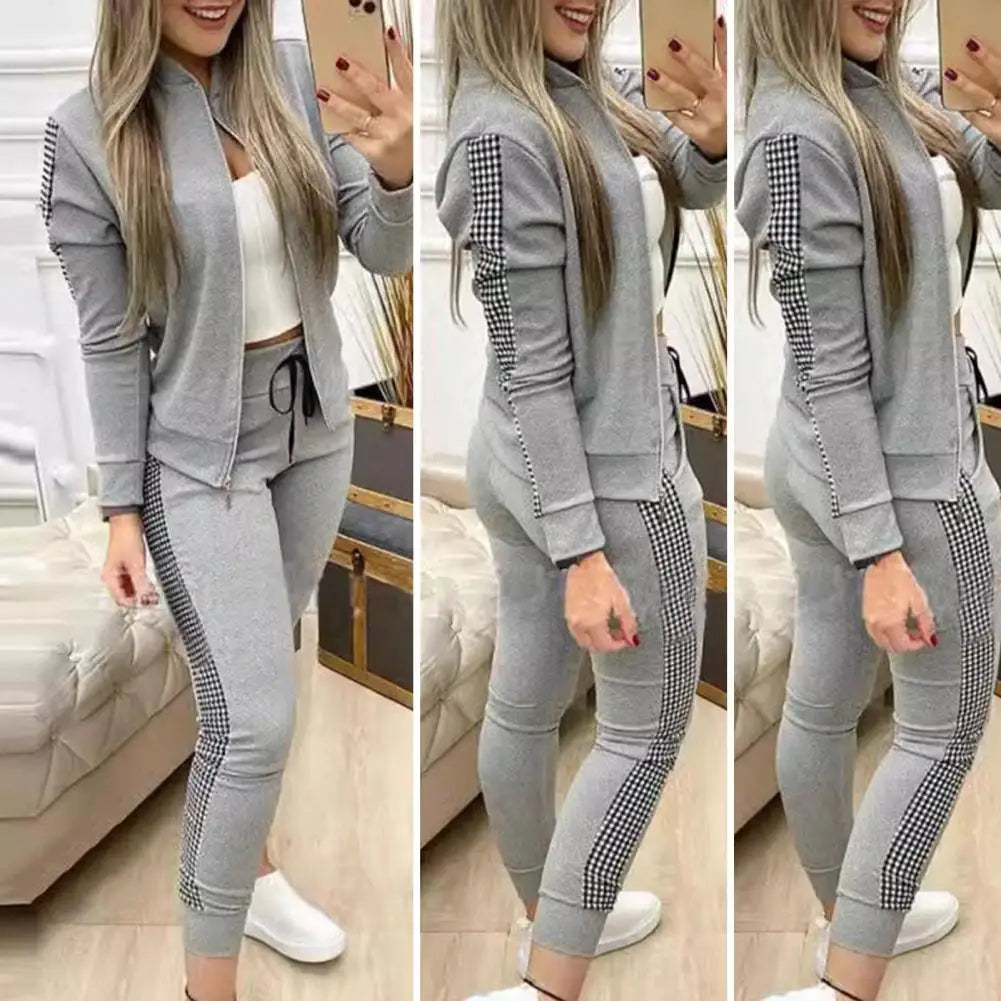 Women Tracksuit Sweatshirt Drawstring Pants Suit for Gym