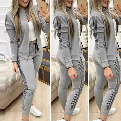 Women Tracksuit Sweatshirt Drawstring Pants Suit for Gym