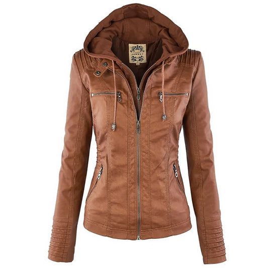 Winter Leather Jacket Women Casual Basic Coats