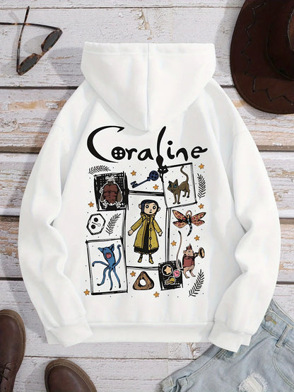 Cozy Coraline Graphic Hoodie for Women