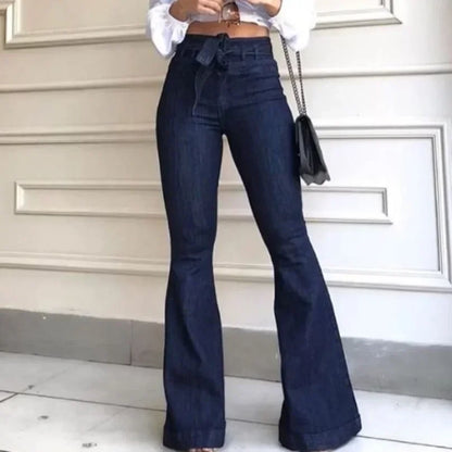 Women Jeans Color High Waist belt
