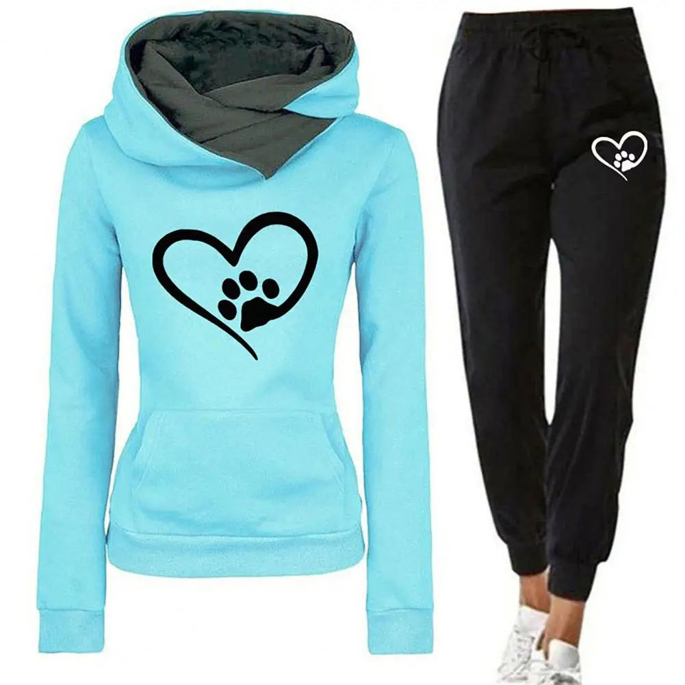Women Sweatshirt Pants Sport Outfit Women's Hooded Sweatshirt Jogger Pants