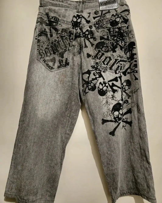 New American women's washed grey jeans Streetwear