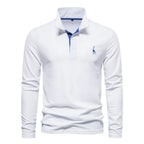 New Men's Deer Polo Shirts Solid Color Long Sleeve