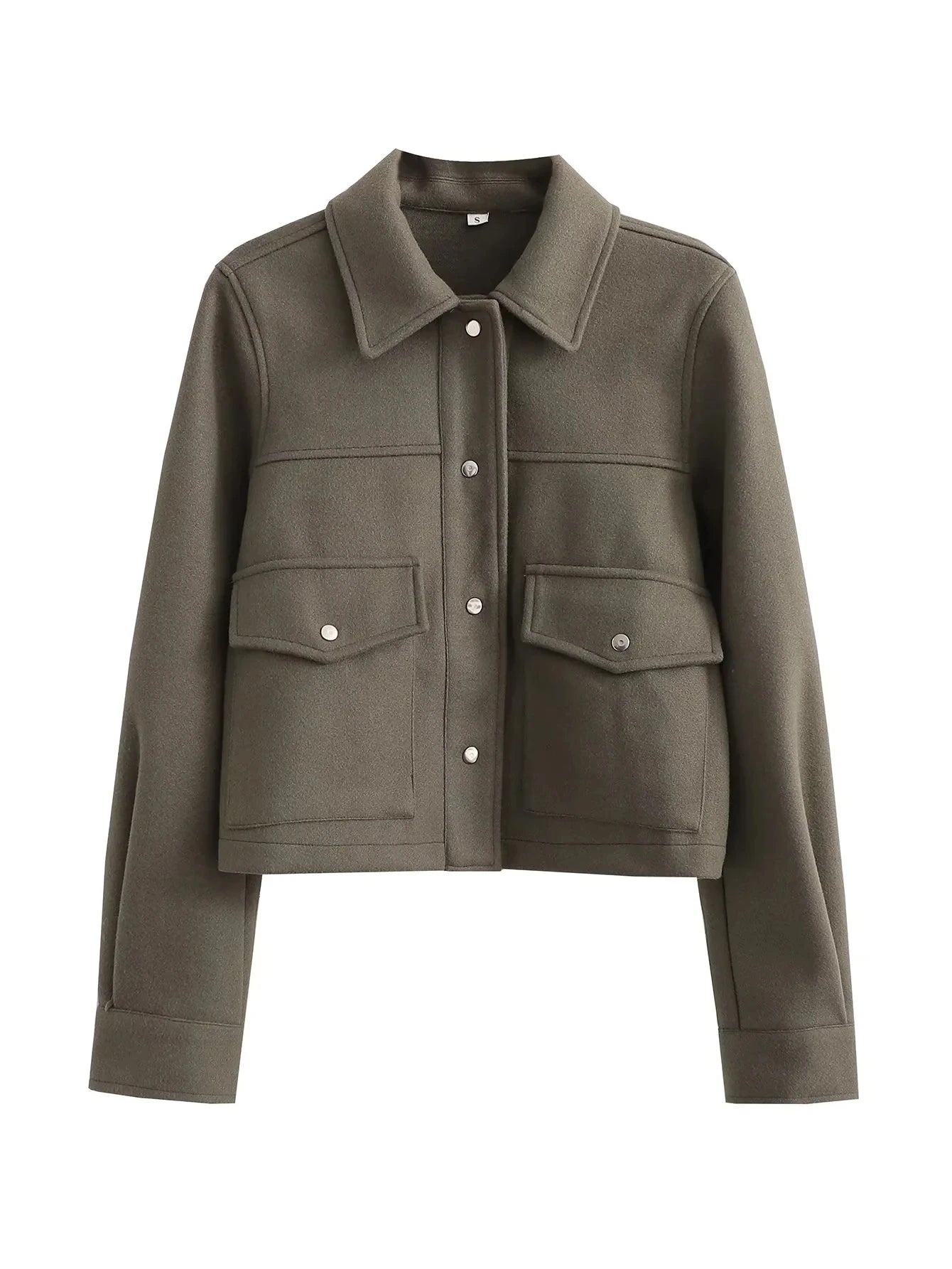 Jackets For Womens Front Pockets Button Long Sleeve Jacket