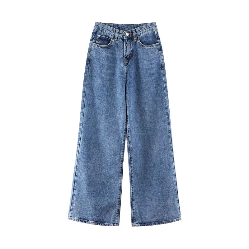 High-waist  Women Jeans Trousers Cotton Material