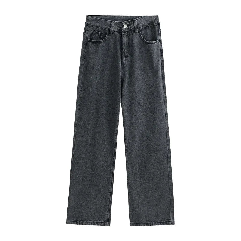 High-waist  Women Jeans Trousers Cotton Material