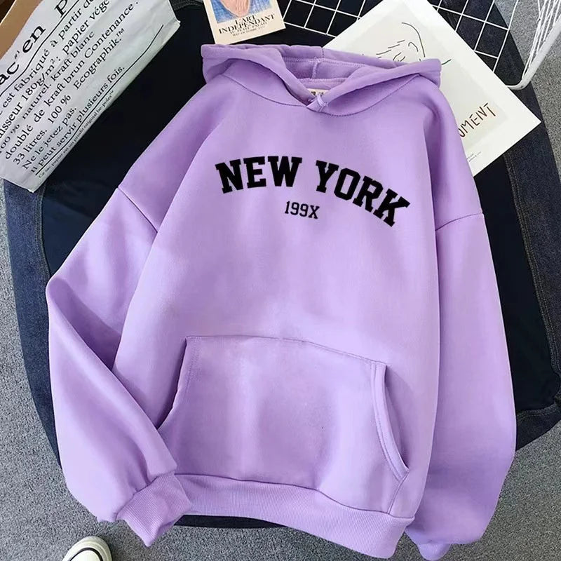Sweatshirts for Women New York Letter Casual Loose Fleece Tops