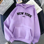 Sweatshirts for Women New York Letter Casual Loose Fleece Tops