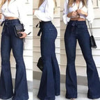 Women Jeans Color High Waist belt