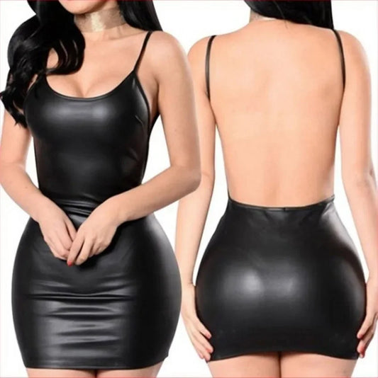Leather Dress Push Up Bra Dress