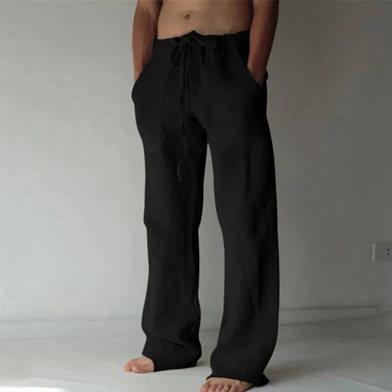New Men's Cotton Linen Pants Fitness Streetwear