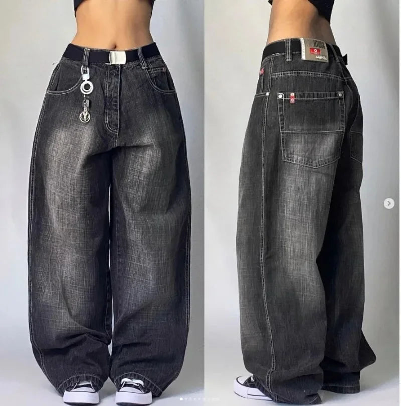 New American women's washed grey jeans Streetwear