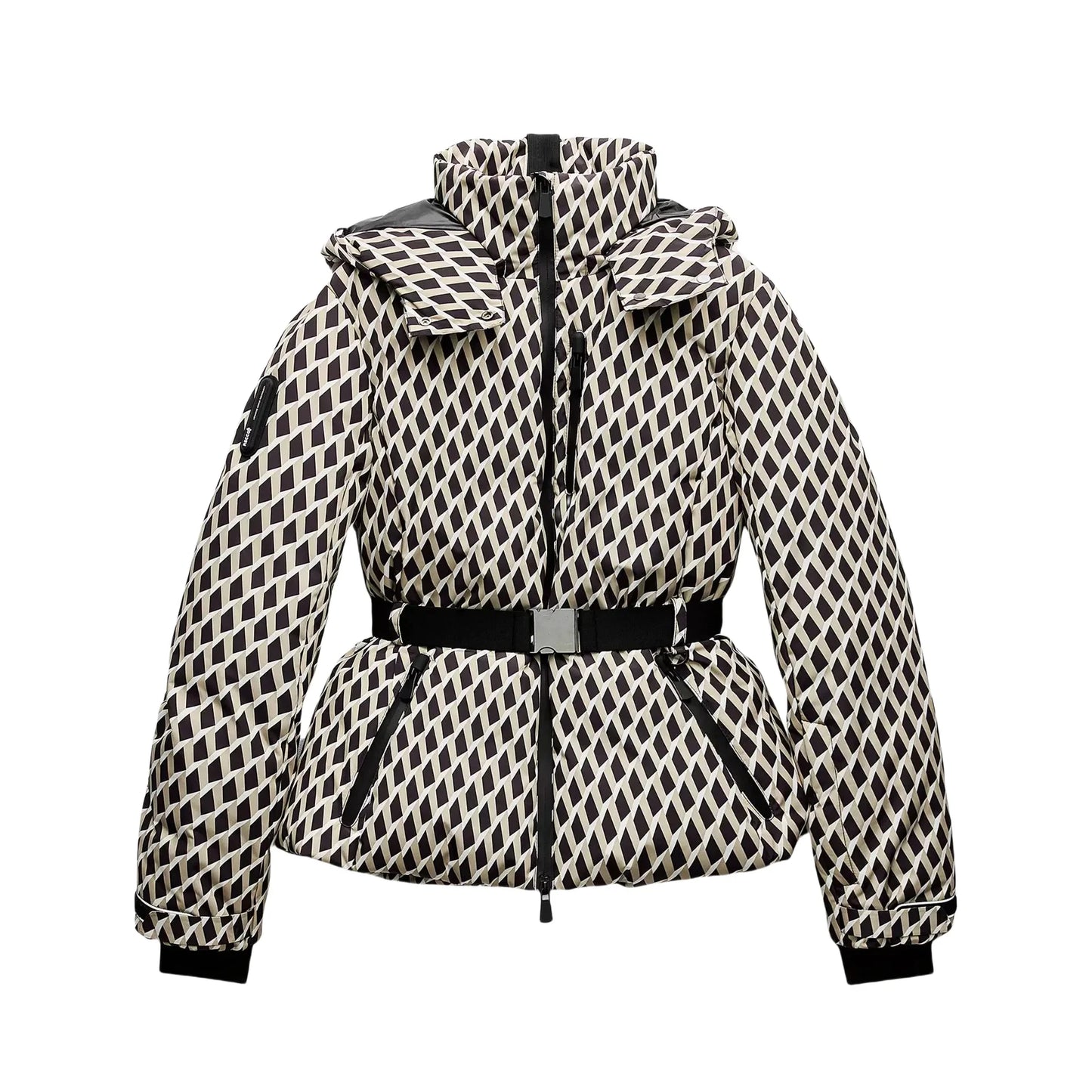 women's fashion waist with belt hooded down cotton jacket