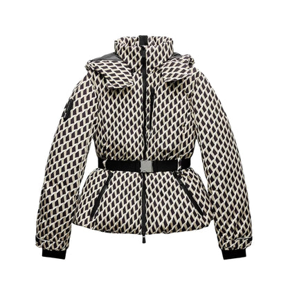 women's fashion waist with belt hooded down cotton jacket