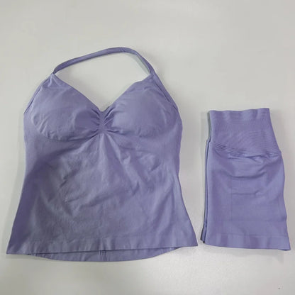 Women Backless Tank Top Workout Sets