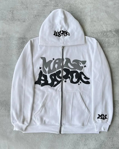 Printed Zipper Hoodies Women and Men Jacket