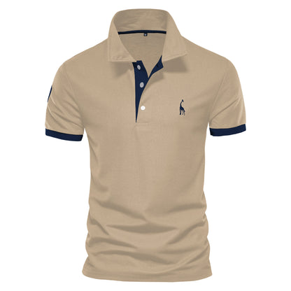 Polo Giraffe Shirt Men Quality Short Sleeve Polo Casual Business
