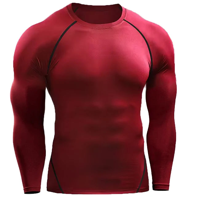 Long Sleeve T Shirt Men Elastic T-shirt Gym Fitness Workout Tights
