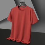 Men's New Summer Waffle round Neck Short Sleeve T-Shirt
