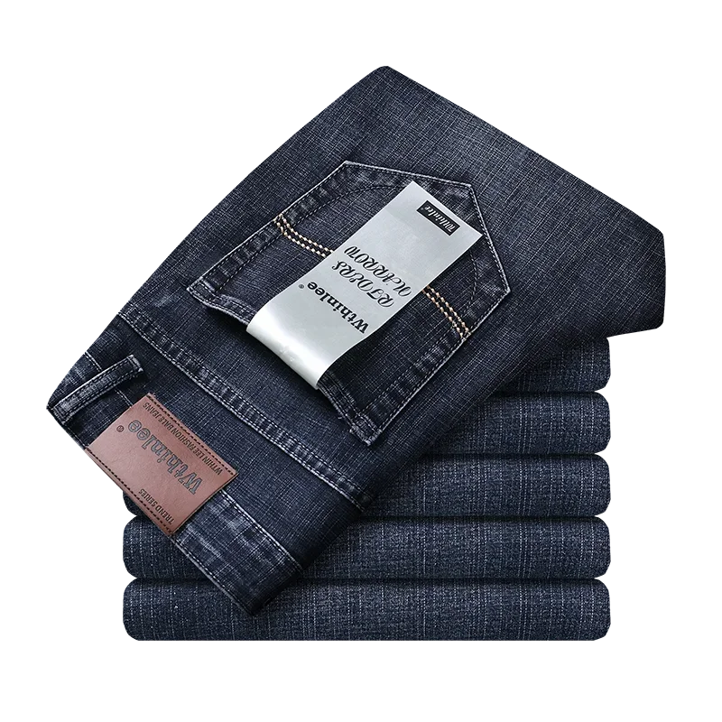 Men's Jeans Casual Straight Fashion Classic Blue Black Work Denim clothing