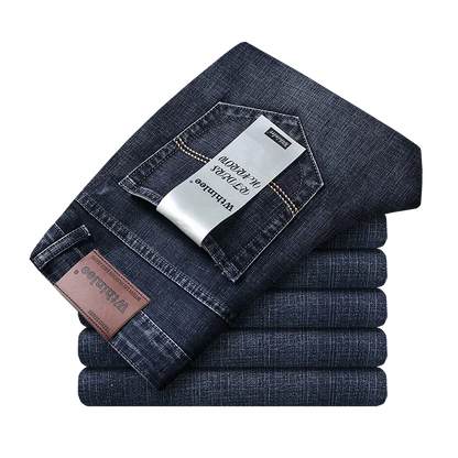 Men's Jeans Casual Straight Fashion Classic Blue Black Work Denim clothing