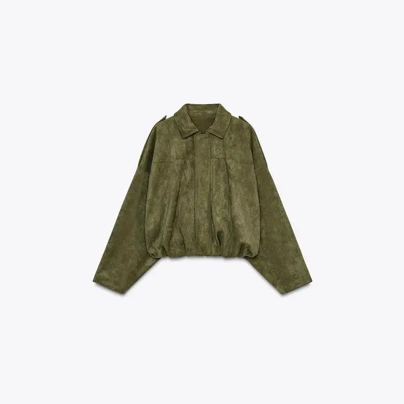 Casual Coat Vintage Lapel Solid Zipper Short Jacket