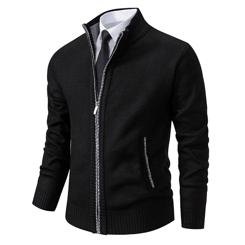 New Jersey Men's Casual Sports Coat Warm Zipper Cardigan