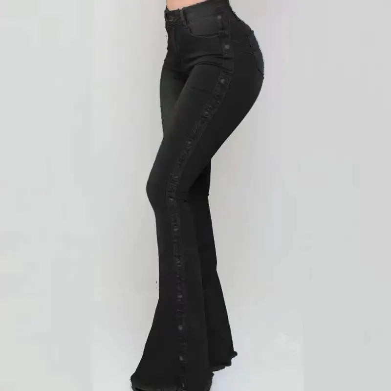 Jeans High Waist Trousers Buttons Denims Streetwear