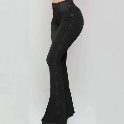 Jeans High Waist Trousers Buttons Denims Streetwear