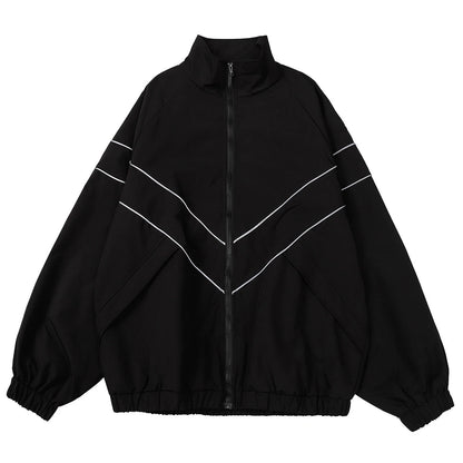 Men Hip Hop Streetwear Coat Zipper Up Jacket