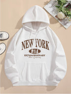 Letter Print Hoodie Casual Hooded Sweatshirt For Winter & Fall, Women's Clothing