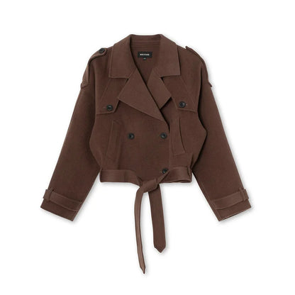 Casual Coat Vintage Lapel Solid Zipper Short Jacket