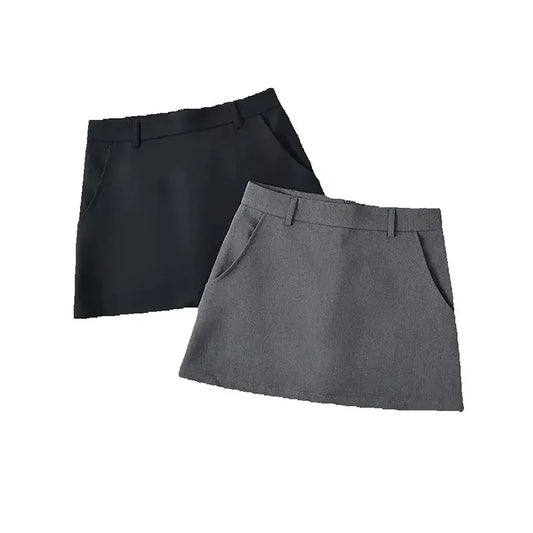 Women Mini Skirt Vintage High Waist