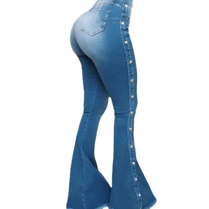 Jeans High Waist Trousers Buttons Denims Streetwear