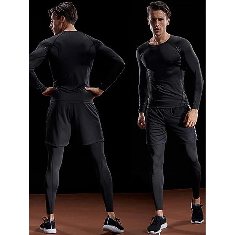 Long Sleeve T Shirt Men Elastic T-shirt Gym Fitness Workout Tights