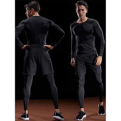 Long Sleeve T Shirt Men Elastic T-shirt Gym Fitness Workout Tights