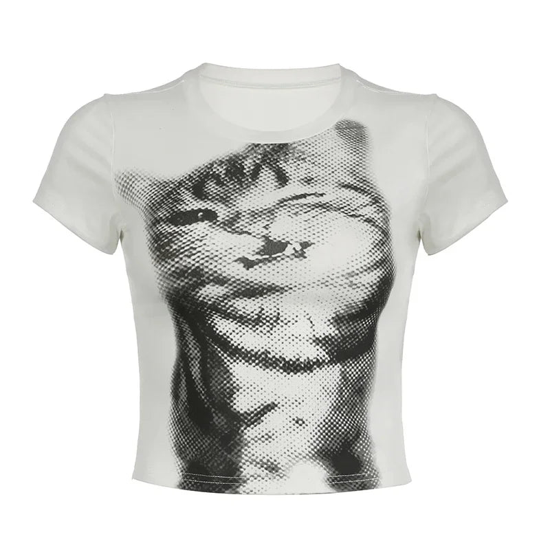 Top Basic White Short Sleeve Crewneck T-shirt Women