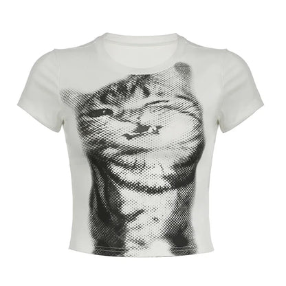 Top Basic White Short Sleeve Crewneck T-shirt Women