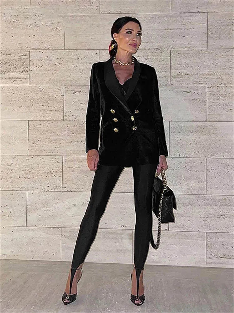 Fashion Winter Black High Waisted Women Pants