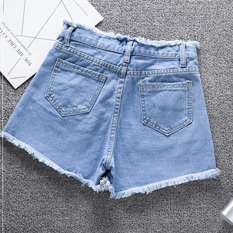 Woman High Haist Jeans Shorts Casual Pants