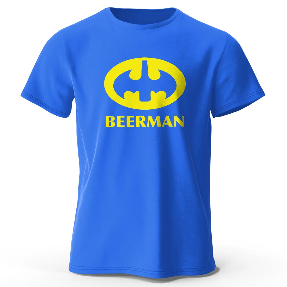 Men's Beer Man Printed T-Shirt 100% Cotton  Tops