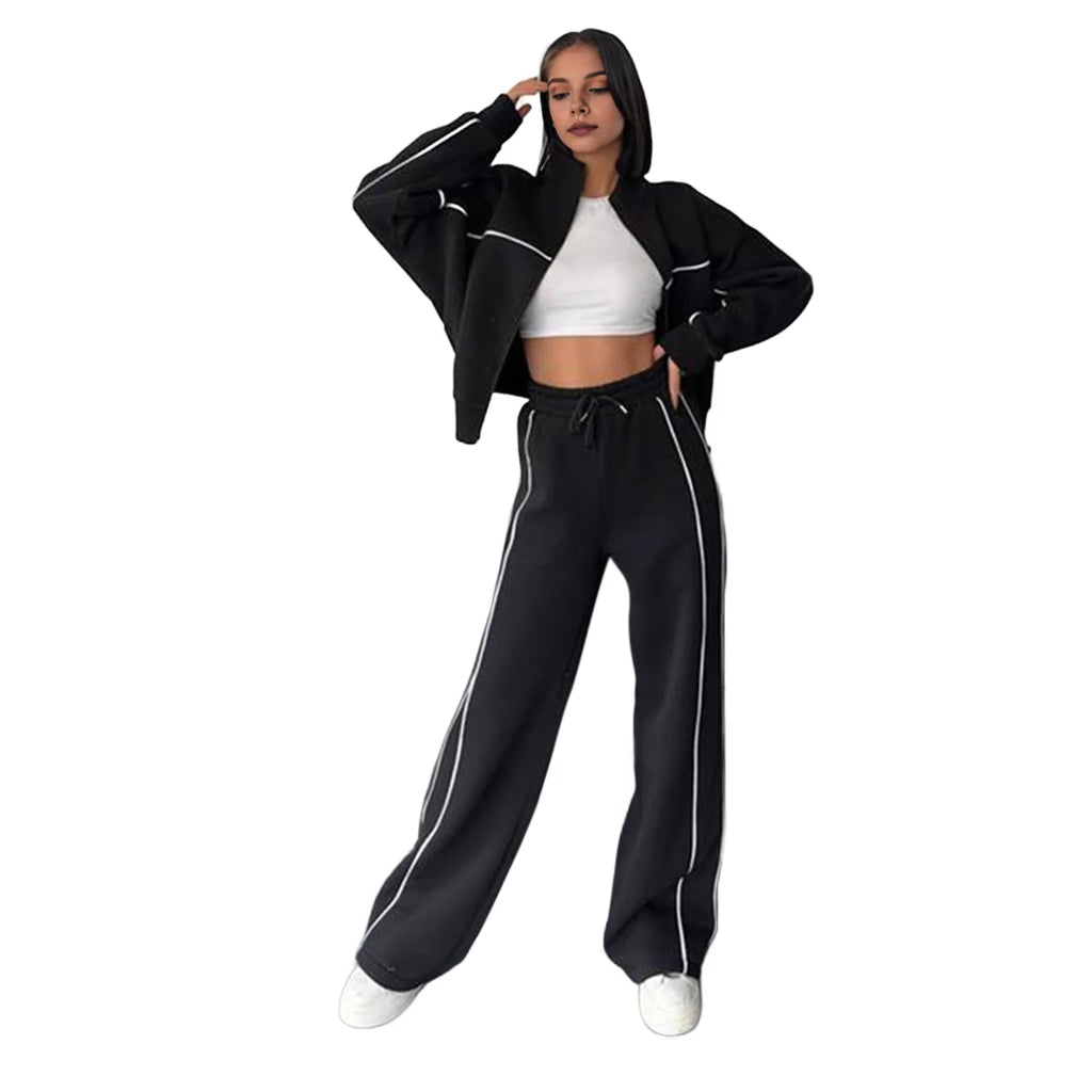 Women Sportwear Half-high Collar Pullover  Baggy Trousers