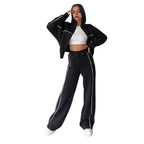 Women Sportwear Half-high Collar Pullover  Baggy Trousers