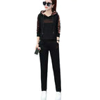 Women's Waistcoat Set Letter Embroidery Hooded Drawstring Elastic Cuff Soft for Fall