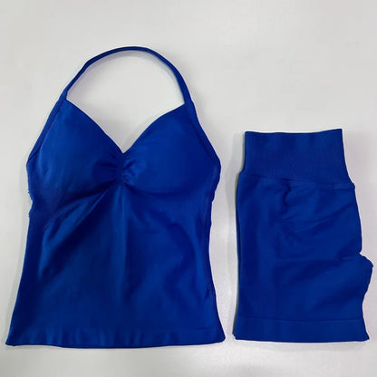 Women Backless Tank Top Workout Sets